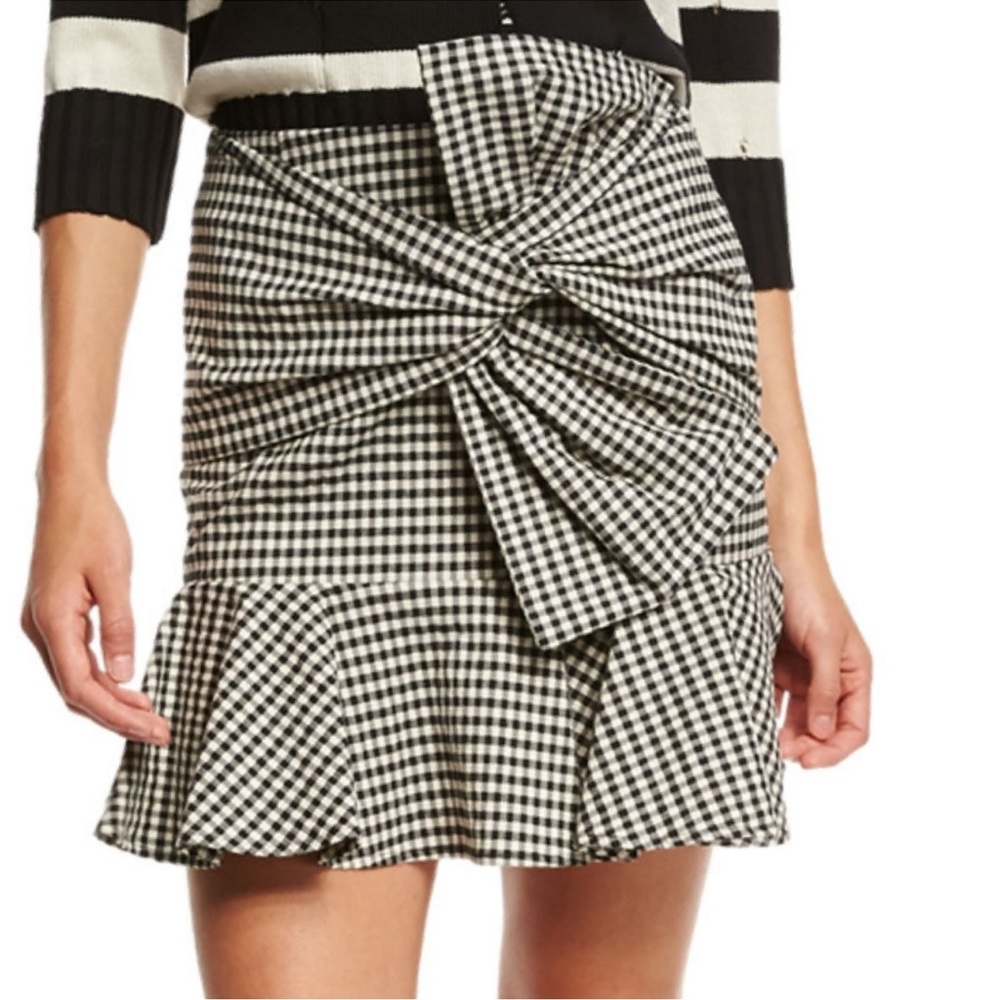 Veronica Beard Picnic Bow Mini Skirt Checkered/Gingham - Black and White Size 10